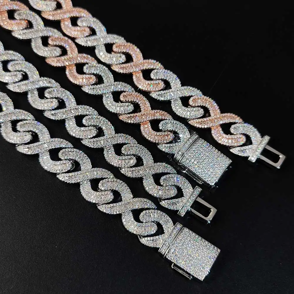 15MM Men Miami Chain Rectangle Cuban Necklace Iced Out Cubic Zirconia Gold Silver Color Hip Hop Punk Jewelry