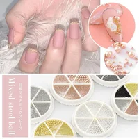 1 Box Mini Small Stainless Steel Caviar Beads Nail Art Decorations Silver Rose Gold Micro Ball Charm Gel Polish Tips 2