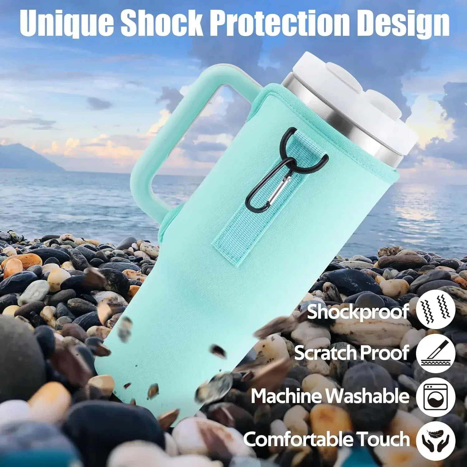 40oz Water Bottle Cover Bag Pouch with Adjustable Straps Neoprene Water Bottle Travel Tote Carrier Bag for Stanley Quencher Cup