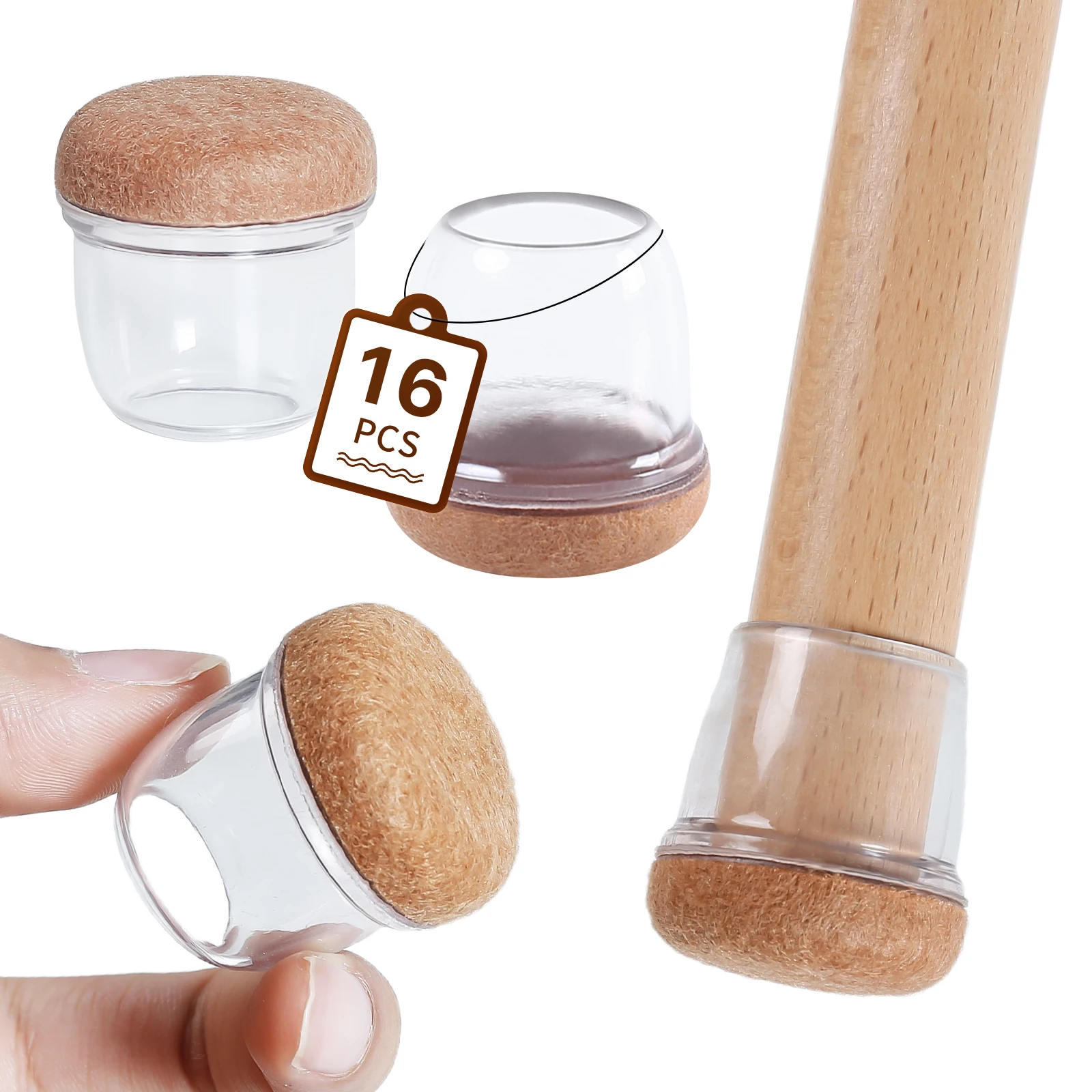 Silicone Non-Slip Chair Leg Caps – Furniture Floor Protector with Waterproof Felt Pads (16 Pack)