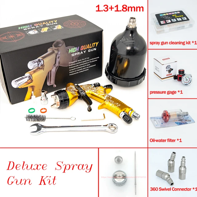 Cyberlimited Edition High Quality Spray Gun For Cars 1.3/1.8mm Nozzle Gold Painting Gun  Water Based Air Spray Gun Airbrush 6