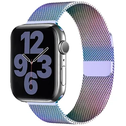 Elegant Milanese Loop Metal Strap for Apple Watch - Premium Stainless Steel Band (Colorful)