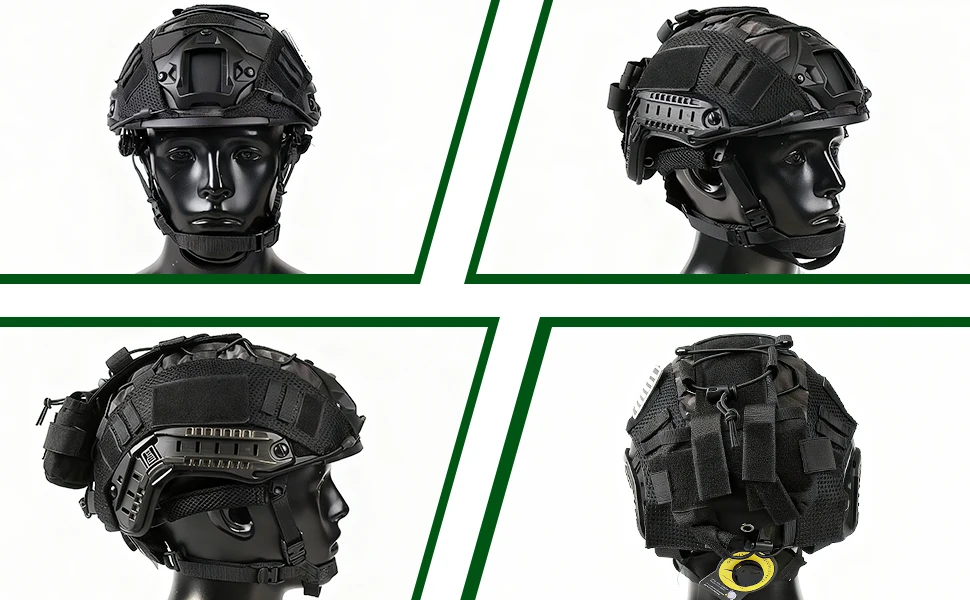 FAST Taktischer Schutzhelm, verstellbarer taktischer Helm mit Batteriefach und Abdeckung für Airsoft, Cosplay, Militärausrüstung – Detail 1