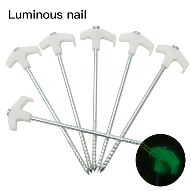 4pcs Outdoor 25cm Luminous Nail Camping Tent Peg Steel Stake Tent  accessories