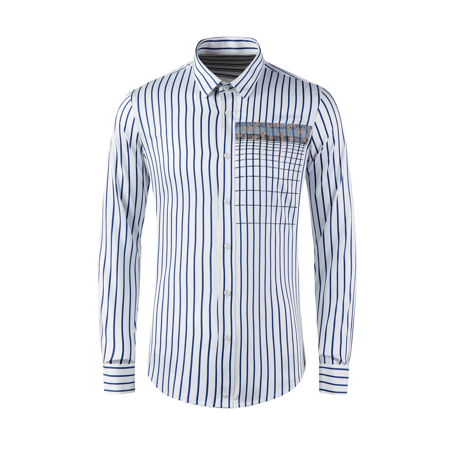 

High Quality Luxury Jewelry Contemporary Men's Casual Shirt 100% Cotton Long Sleeve Striped Big Size Shirt For Men