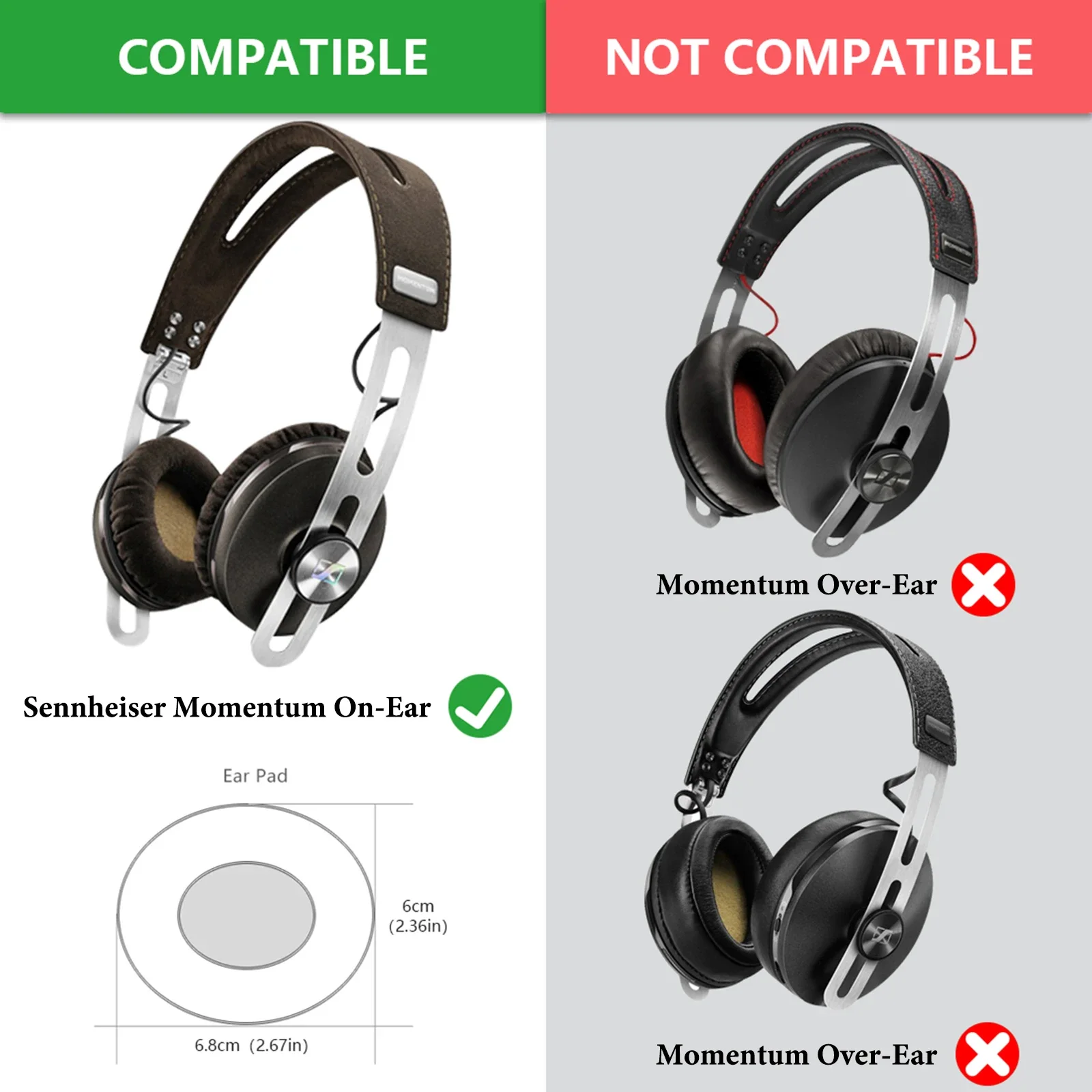Replacement Ear Pads for Sennheiser Momentum On-Ear Wireless Headphones