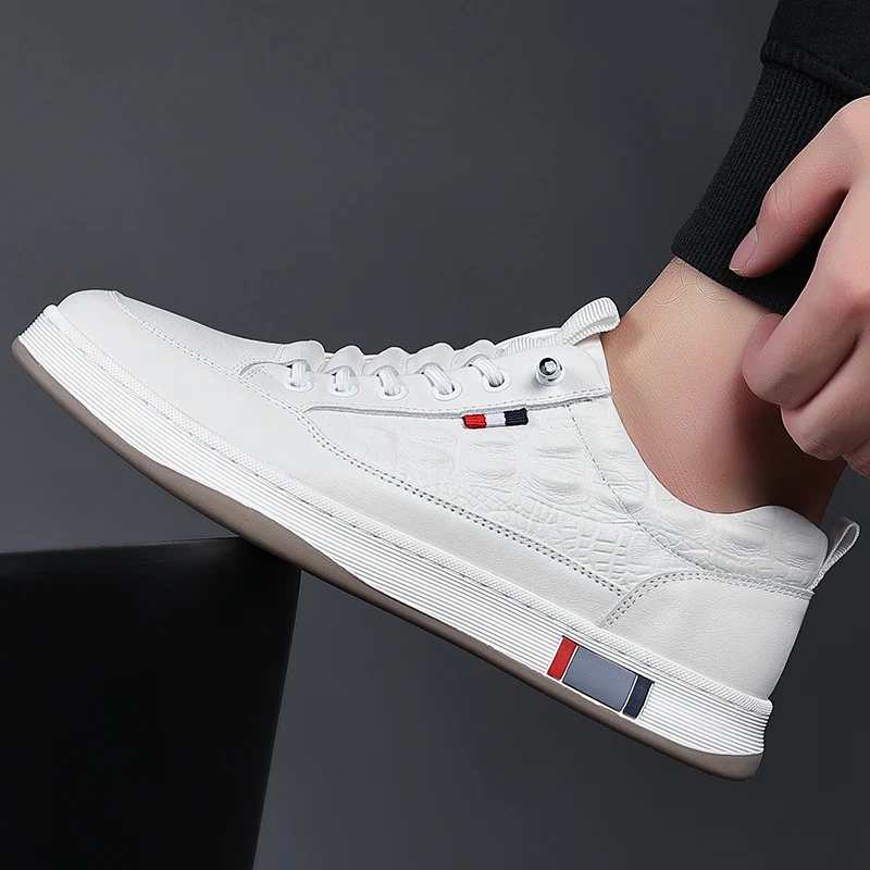 Herren Leder Sneaker, Vulkanisierte Freizeitschuhe Zum Laufen_voghion.com