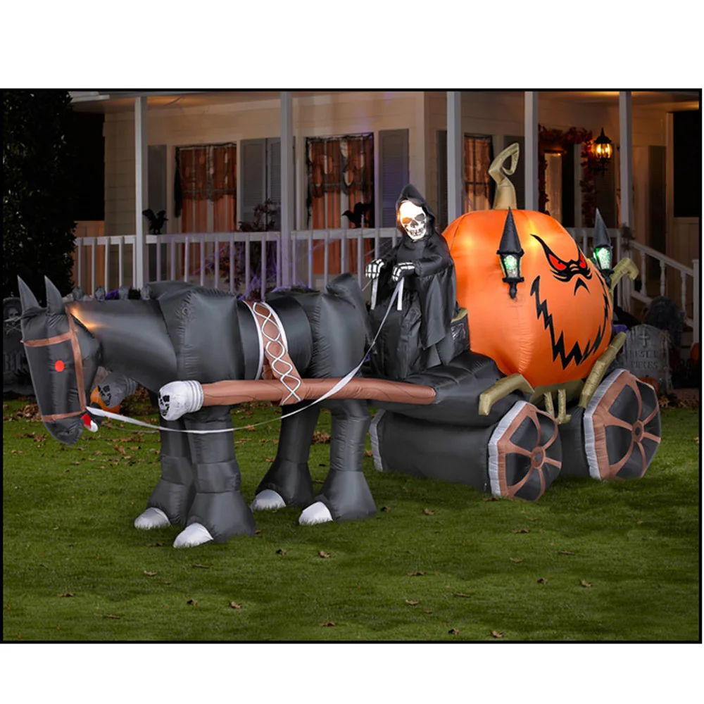 Popular Large Halloween Inflatable Horse Carriage Inflatable Ghost