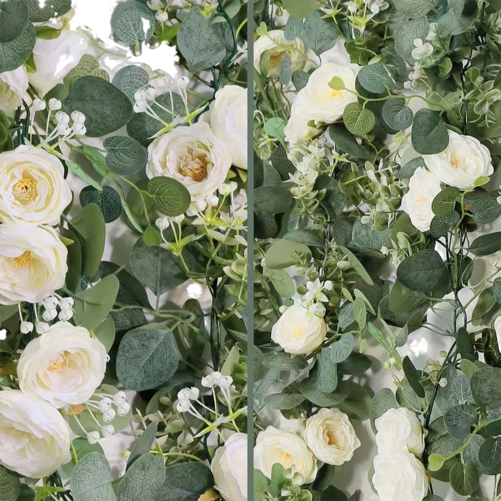 2Pcs 180CM Rose Vine Garland Flower Hanging Baskets Plants White Artificial Flowers Leaves Decorative Wreath For Wedding Decor