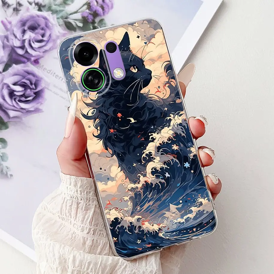 Luxury Painted Cartoon Dragon Cat Soft Silicone Phone Case