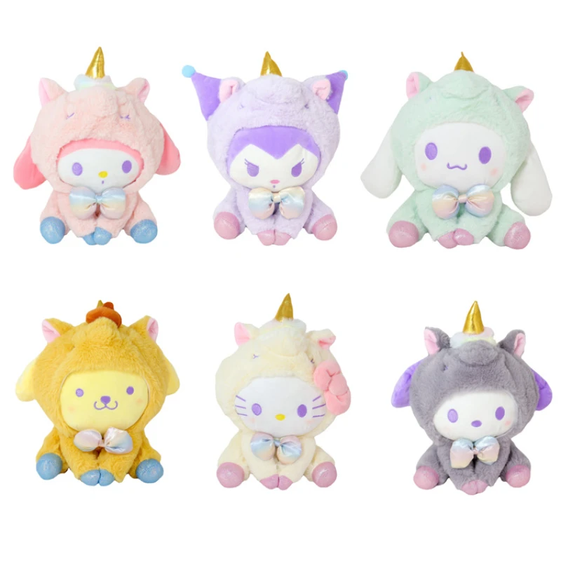 

20cm-30cm Sanrio Cartoon Kawaii Kuromi Hello Kitty My Melody Cinnamoroll Pillow Plush Toy Kids Plush Baby Birthday Gift