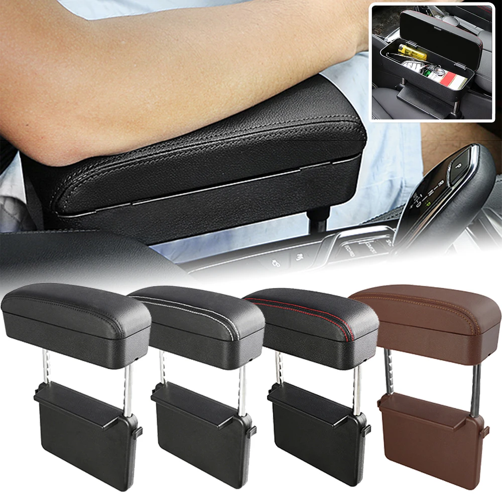 Universal Car Heighten Armrest Box Arm Rest Holder PU Leather Elbow Support  Cushion Adjustable Height Organizer Car Accessories - AliExpress