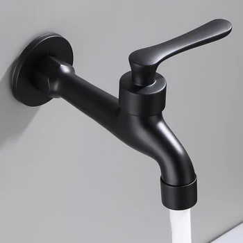 Bagno Nero Singolo Rubinetto Freddo Lavatrice Da Parete Rubinetto Singolo Rubinetto Acqua Fredda Giardino Rubinetto Nero 1