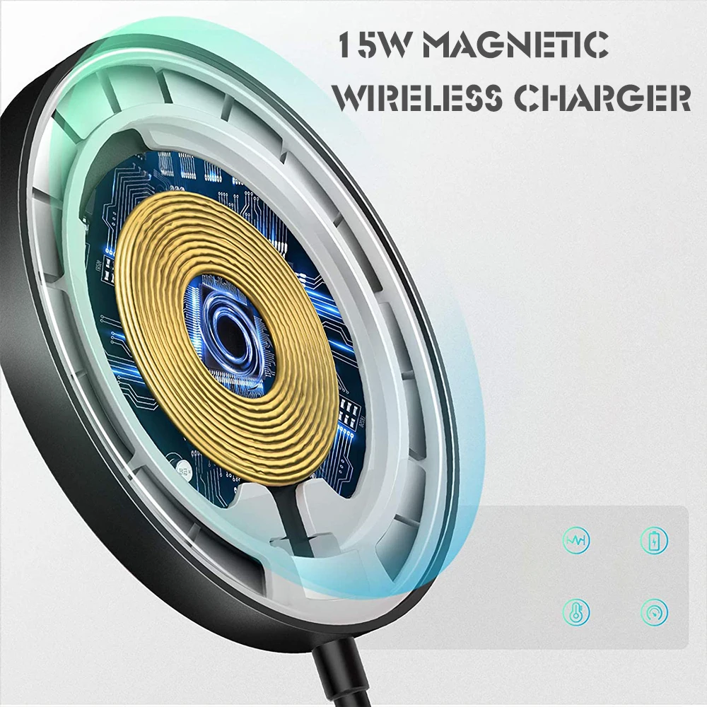 Magnetic Wireless Charger 2in1 15W Qi Wireless Car Charger For mag iPhone 12 13 Pro Max Mini Samsung Huawei Xiaomi apple magsafe charger