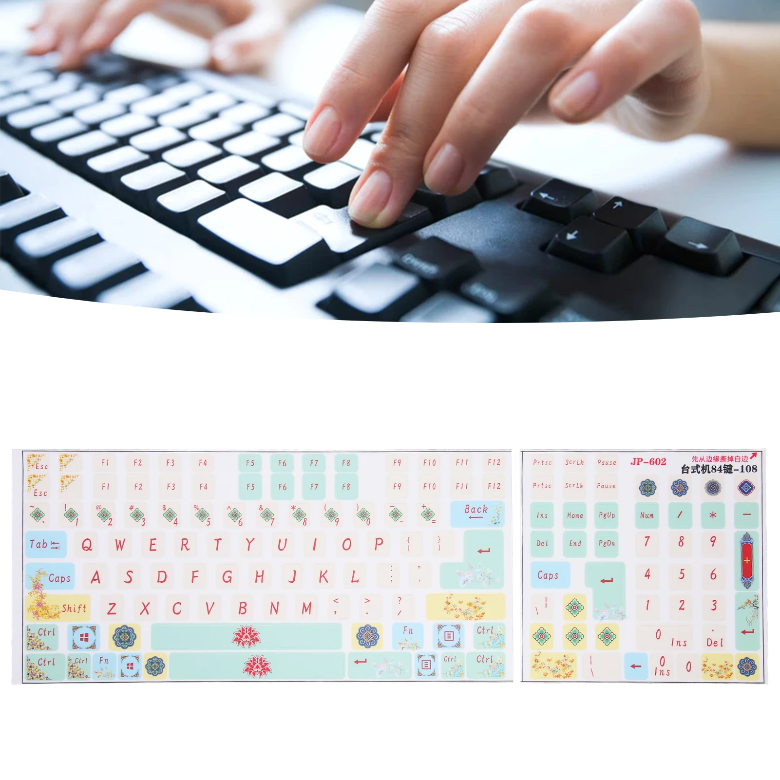 

2Pcs Mechanical Keyboard Sticker Frosted Surfaces Cute Cartoon Clear Pattern PVC Keyboard Sticker For Universal Desktop PC
