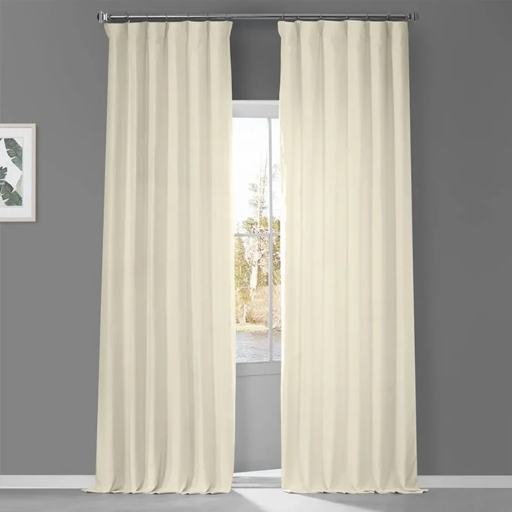 

French Linen Curtains 96 Inches Long Room Darkening Curtains for Bedroom & Living Room 50 X 96 (1 Panel) Blinds Ancient Ivory