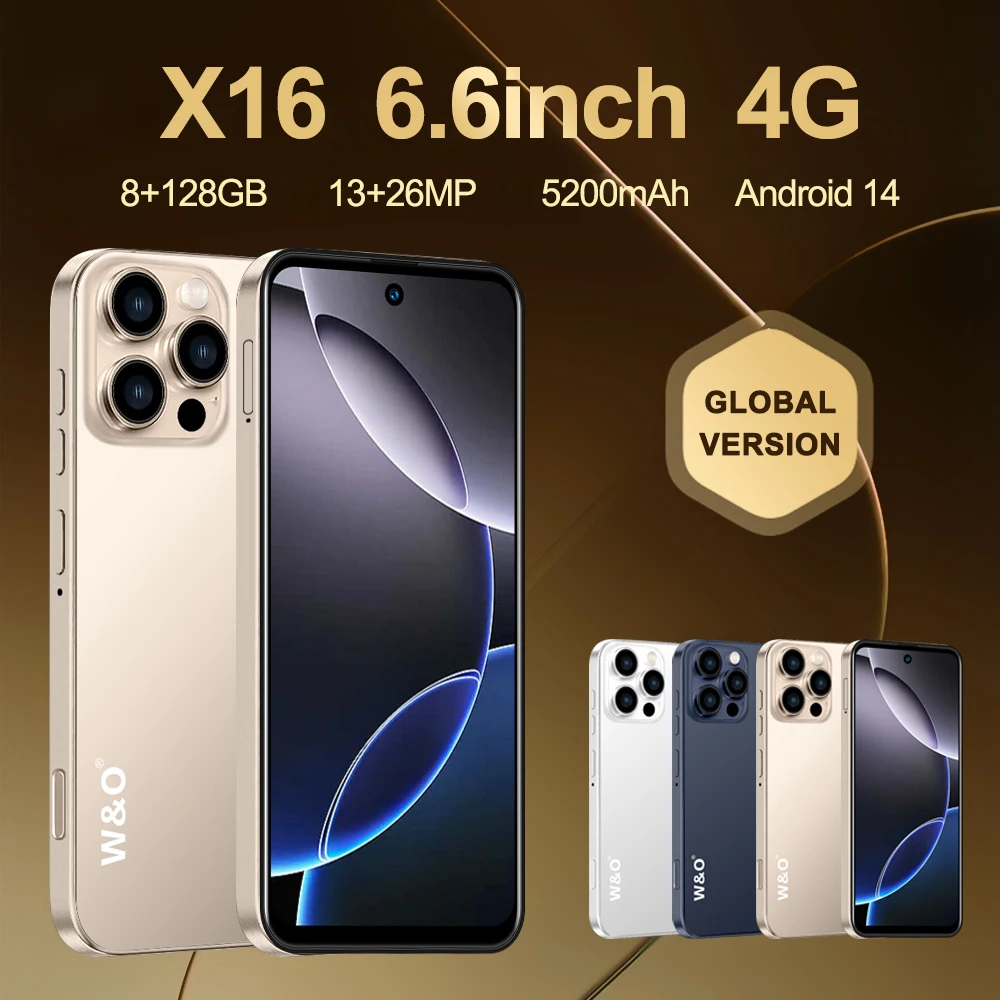 New,W&O X16 Smartphone Android 6.6 inch 8+128GB ROM 13+26MP Camera ...