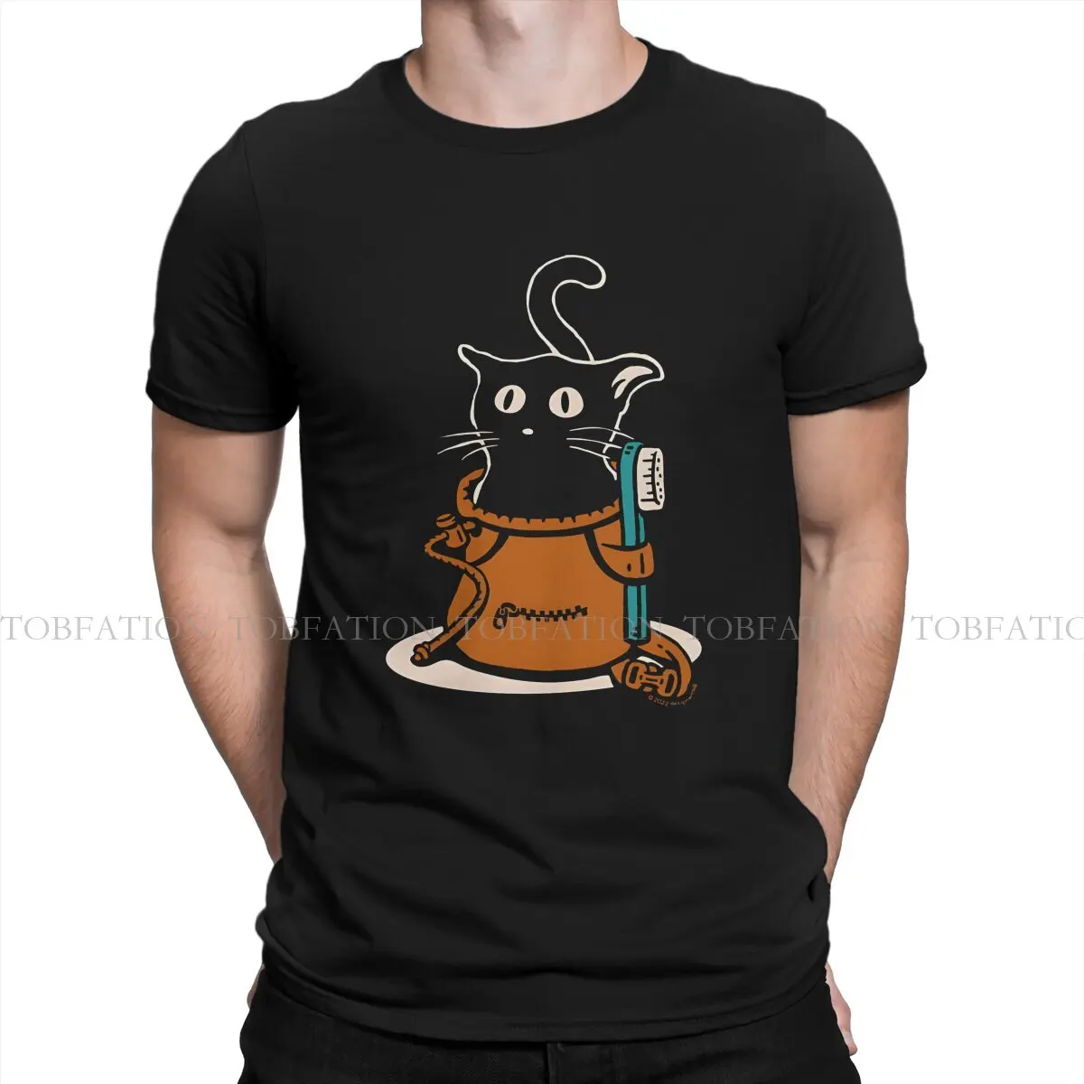 Cat In A Chalk Bag Tshirt For Men Mountain Climber Camisetas Style T Shirt 100% Cotone Soft Print Fluffy