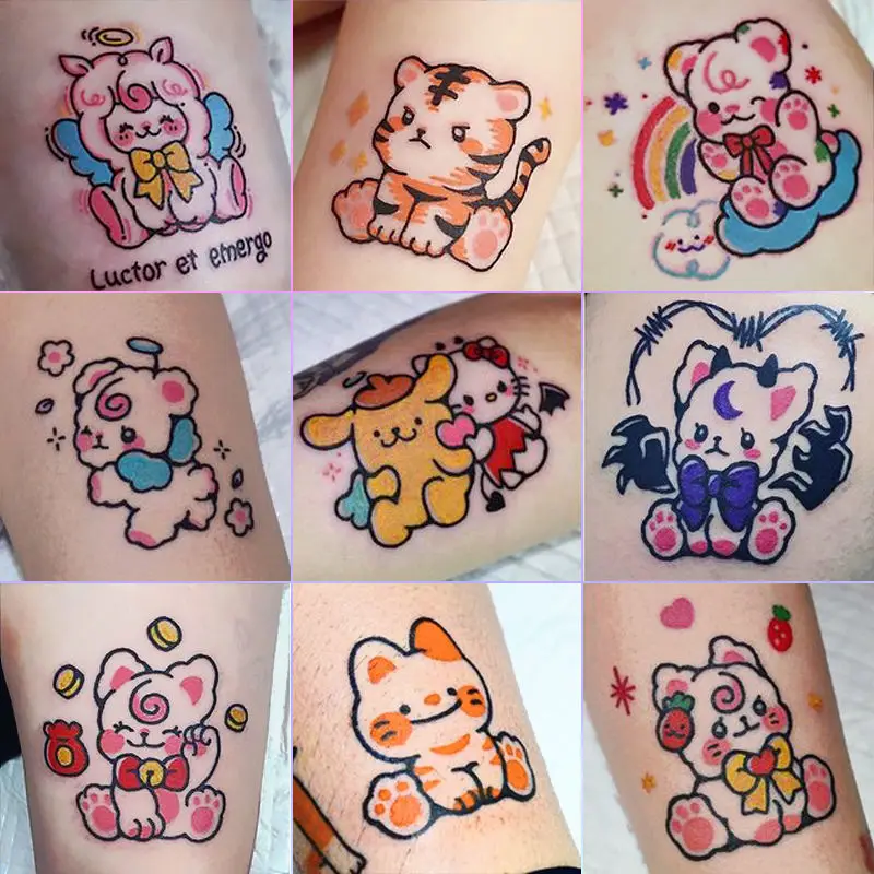 

30 Sheets Temporary Tattoo Sticker Cartoon Graffiti Fake Tattoo Waterproof Water Transfer Cute Sheep Printed Face Arm Sticker