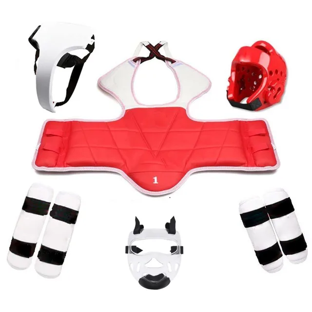 Taekwondo Five-piece Set Helmet Armor Kickboxing Guantes De Boxeo Boxing Glove Capacete Taekwondo Equipment Head Protector Spats six-piece set girl
