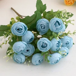 Silk Artificial Flower Buds for Festive and Wedding Décor - Elegant Bridal Bouquets, Wreaths, and Home Decoration Pieces (Blue)
