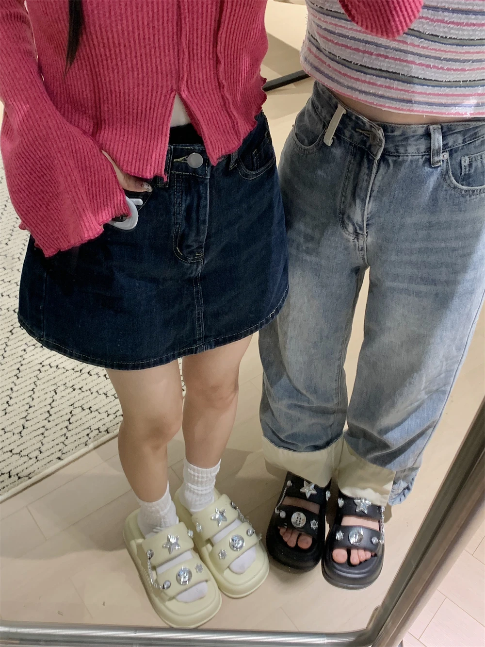 Height Increase Thick Sole Slipper Women Y2K Girl Chain Star Double Strap Slippers For Women Outdoor Slippers