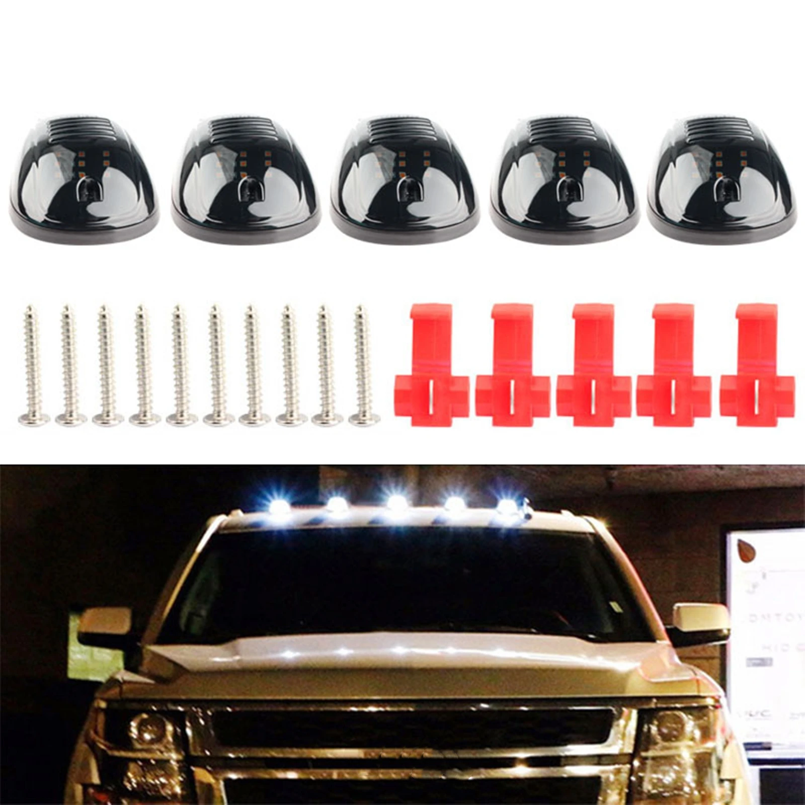 5pcs 9 LED Amber Cab Marker Roof Light For Ford F 150 F 350 1980 1997