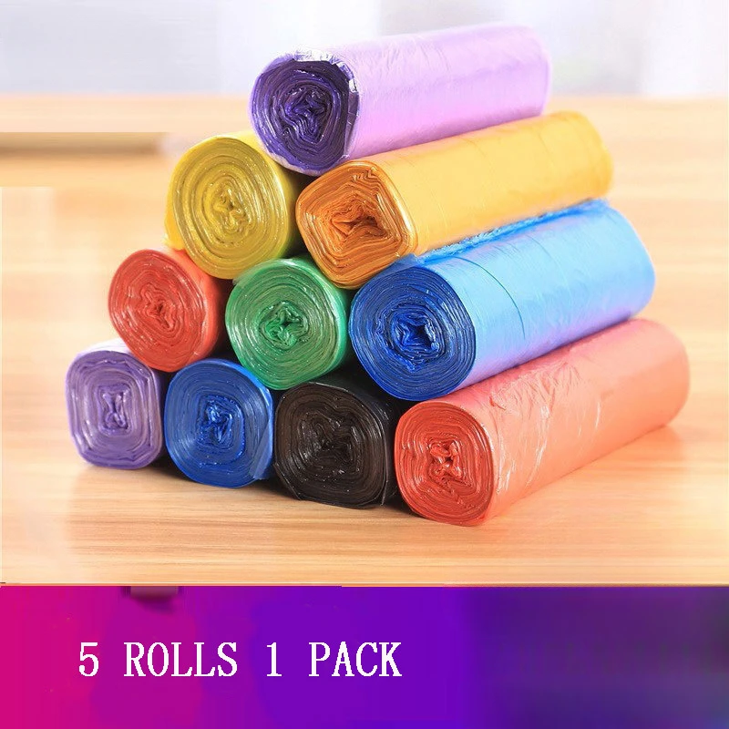 5 Rolls 1 pack 100Pcs Household Disposable Trash Pouch Kitchen Storage Garbage Bags Cleaning Waste Bag Plastic Bag