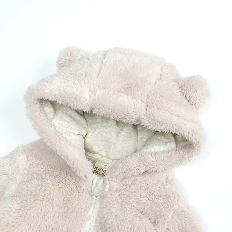 Baby Clothes Newborn Baby Winter Fleece Romper Solid Hooded Thick Infant Outfits for 0-24M Korean Casual Jumpsuit Boy Girl