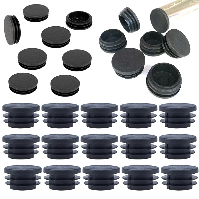 Round plastic plug pipe end caps 50/100pcs silicone rubber plugs pipe end cap rubber caps silicone rubber caps for Furniture Foot Table Chair Leg Blanking End Insert Plug for Metal Tube