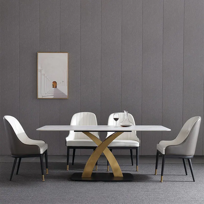 

Light luxury dining table restaurant villa marble dining table and chairs dining table and chairs combination