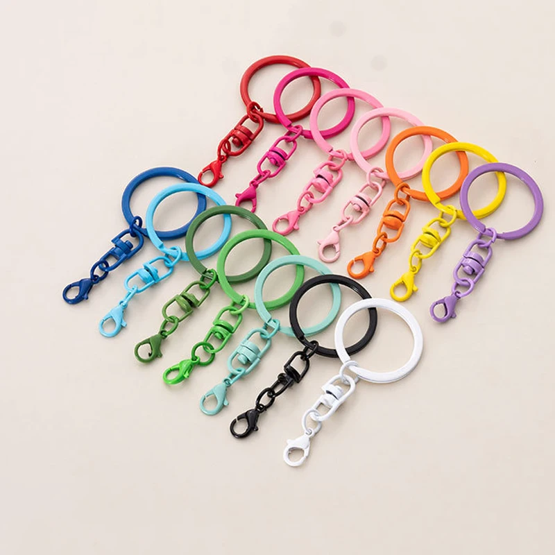 

10-30Pcs Candy Color Keyring Lobster Clasp Hook with Rotating Buckle for Jewelry Making Keychain Connector Key Ring Accessories