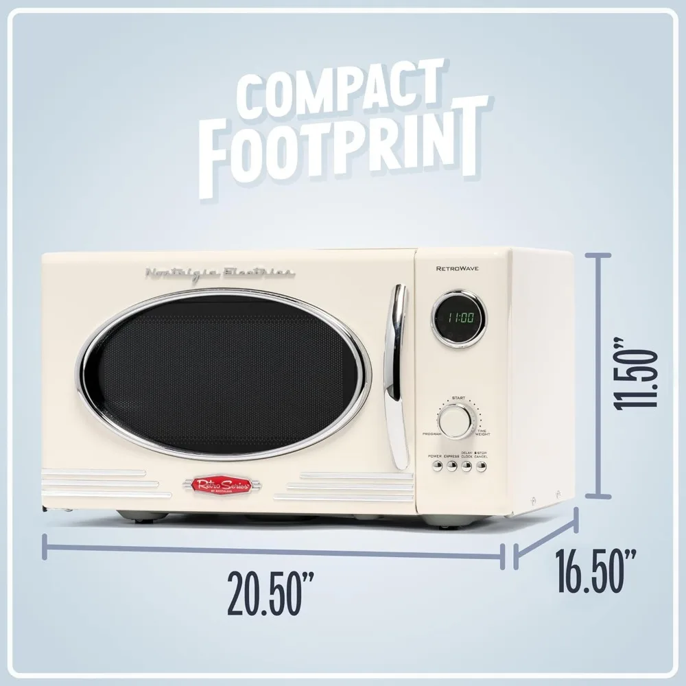 Retro Countertop Microwave Oven ,Large 800-Watt ,12 Pre-Programmed Cooking Settings - Digital Clock,Kitchen Appliances 5