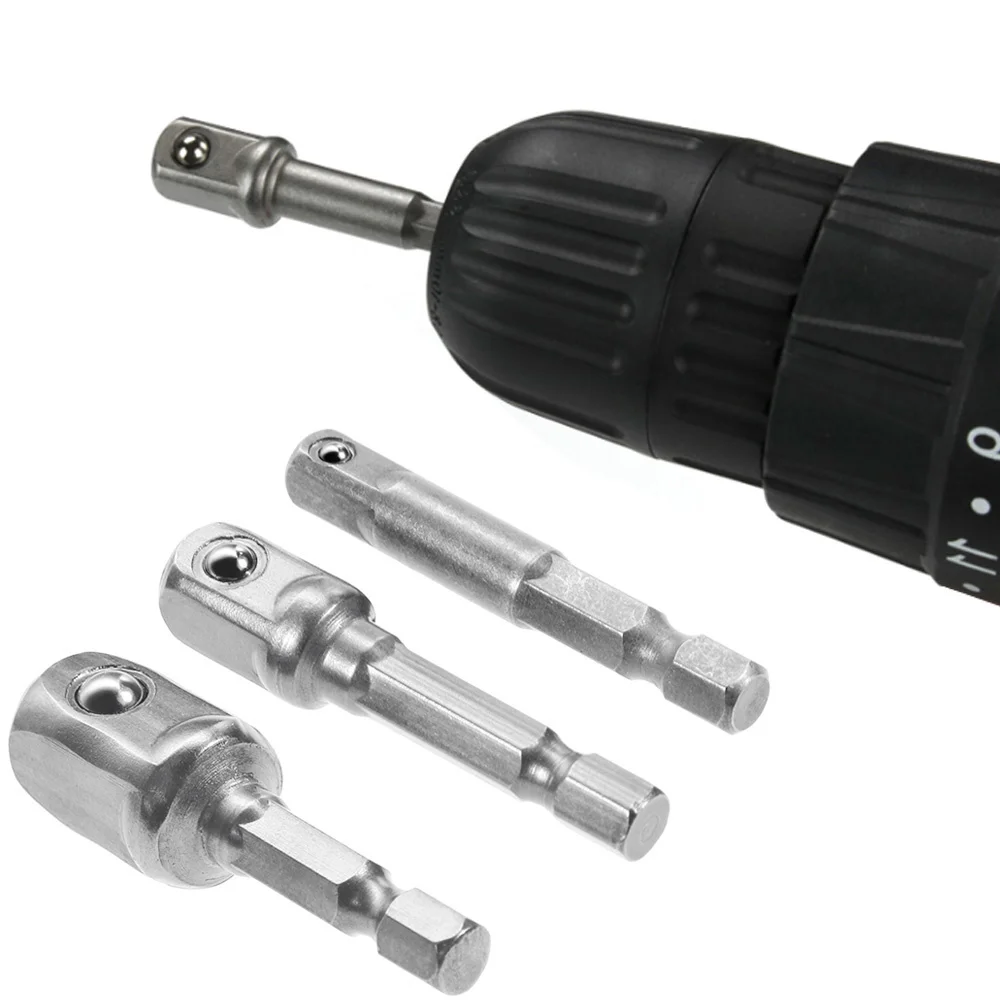 Steel Vanadium Socket Chrome Adapter Shank To 1/4" 3/8" 1/2" Extension