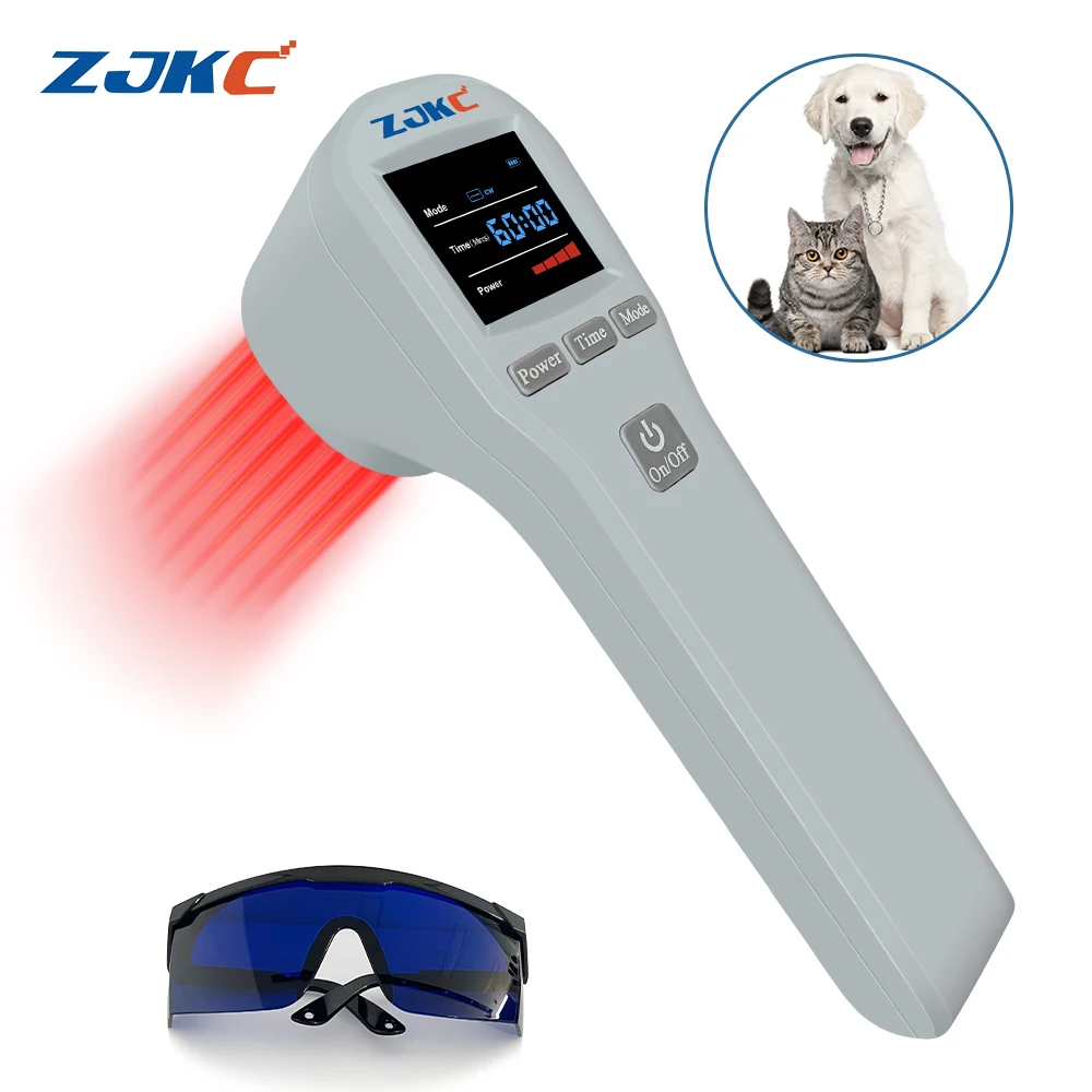 ZJKC Professional Pain Relief Physiotherapy Cold Laser Therapy Device for Pet Dog Cat Wound Injuries 650nm 808nm Home Handheld suyzeko oem medical physiotherapy apparatus 808nm 650nm diode cold laser therapeutic back pain relief device