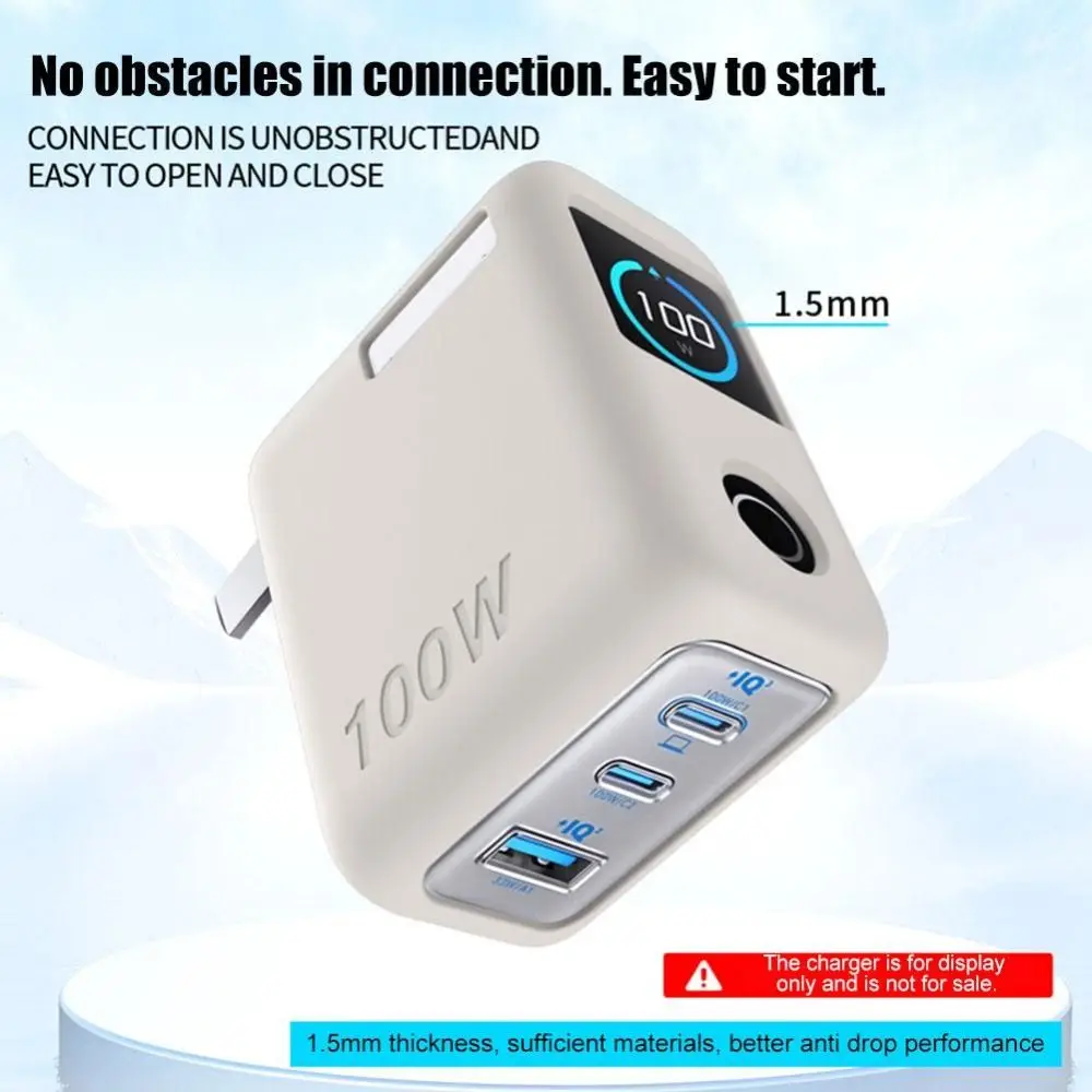 충격 방지 실리콘 케이스 단색 방진 보호 케이스 화면 디스플레이가 있는 Anker 100W 3포트 충전기용 소프트 휴대용