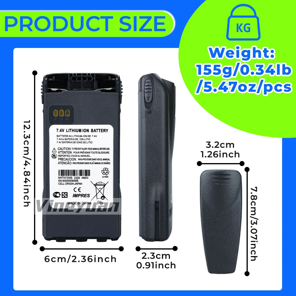 IMPRES 7.4V 2900mAh NNTN7335B Type-C USB Rechargeable Battery for Motorola XTS1000 XTS1500 XTS2000 XTS2500 PR1500 MT1500 Radio 3