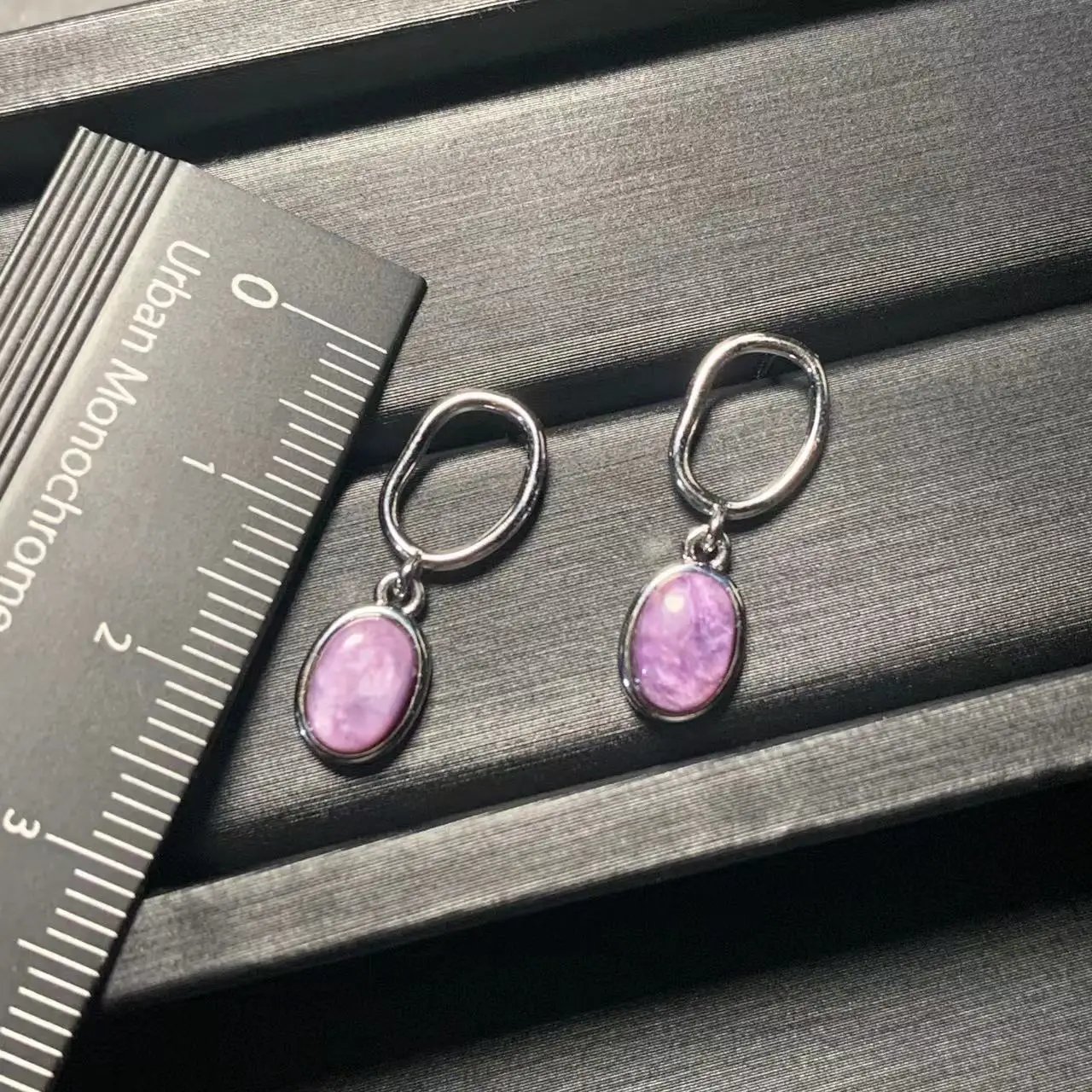 Natural Charoite Earrings Stone S925 Silver Studs for women Delicate Jewelry Gift Fine Jewelry