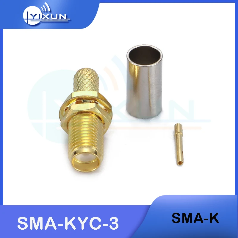 2PCS SMA-KYC-3 SMA Female RF coaxial connector SMA-K Connector for RG58 50-3 Cable n k sma j extension cable for frp antenna 3m 50ohm rg58 xc nk sj 300