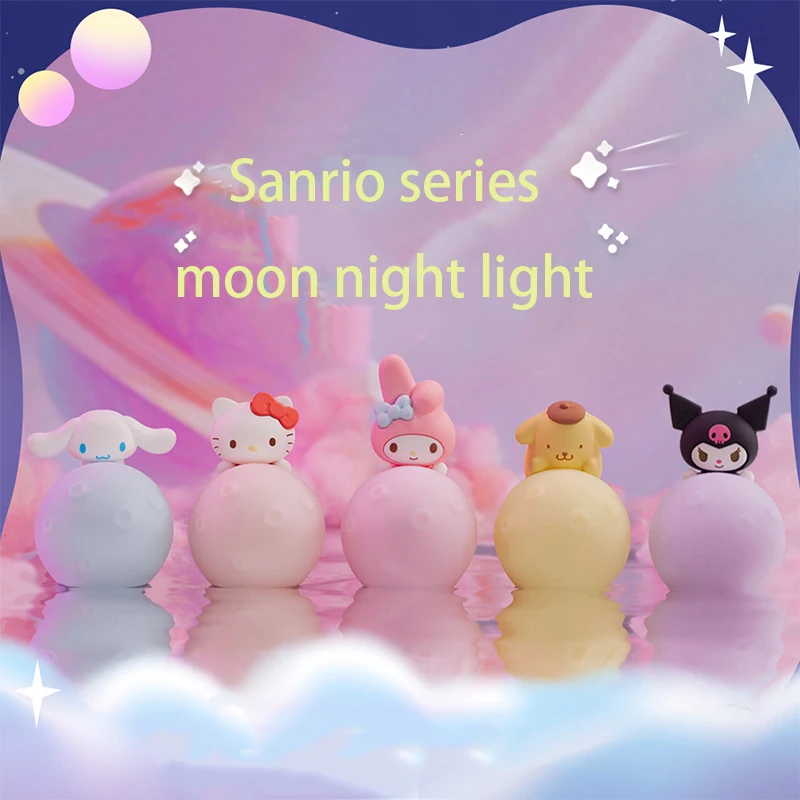 

Kawaii Sanrio, Hello Kitty Cinnamoroll Kuromi Аниме Фигурка луна ночь светильник украшения нежный фестиваль подарок на день рождения