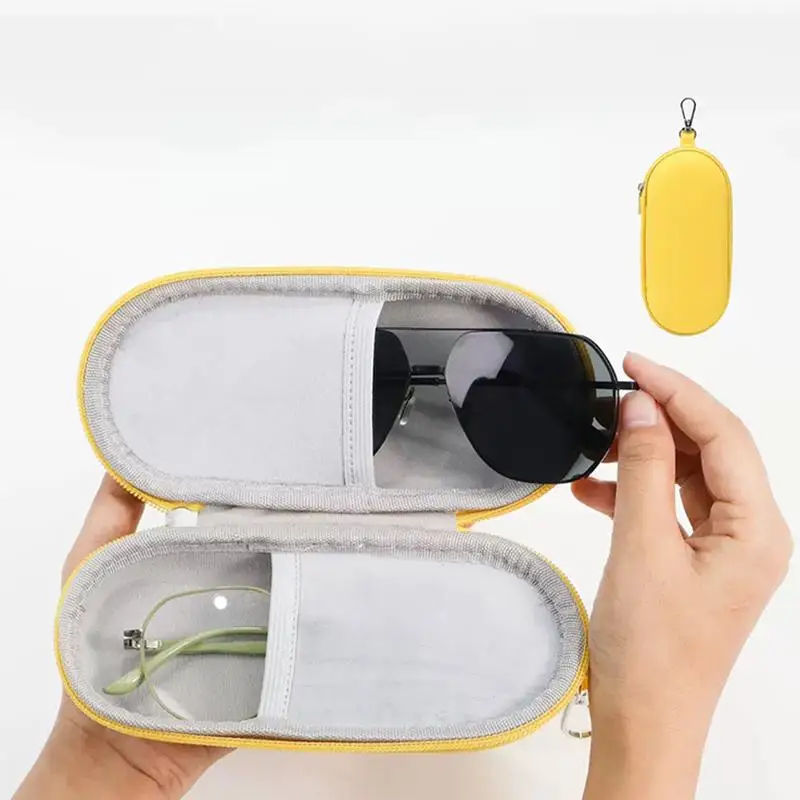 Durable Hard Shell Dual Glasses Case - Portable Eyewear Storage for Sunglasses & Eyeglasses