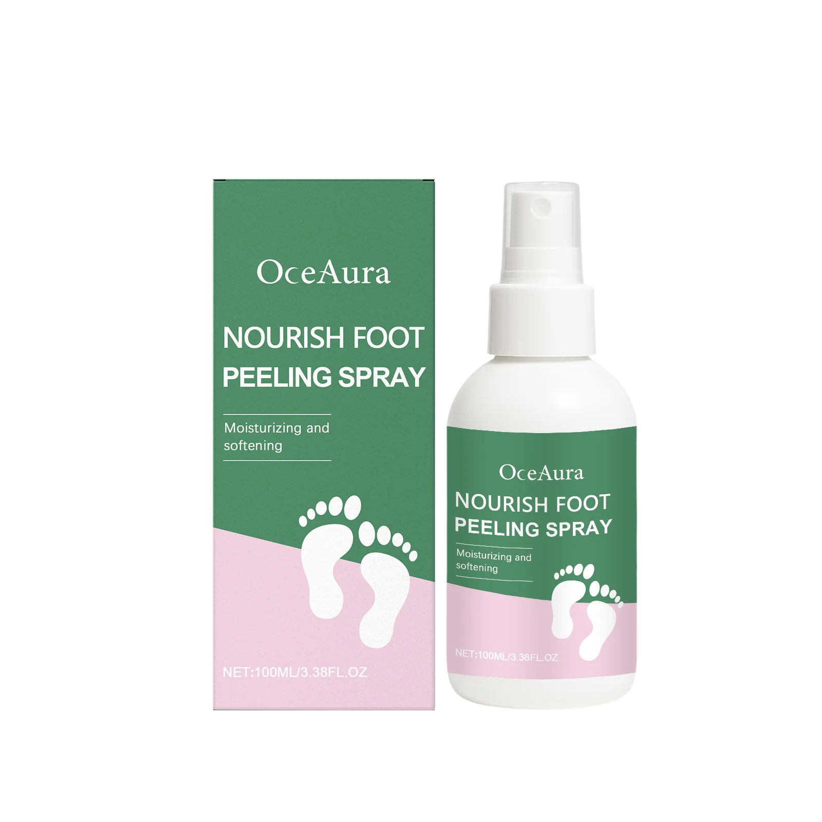 OCEAURA Foot Exfoliating Spray Deep Clean Relieve Dryness Moisturize Epidermis Massage Skin Improve Roughness Feet Nourish Spray
