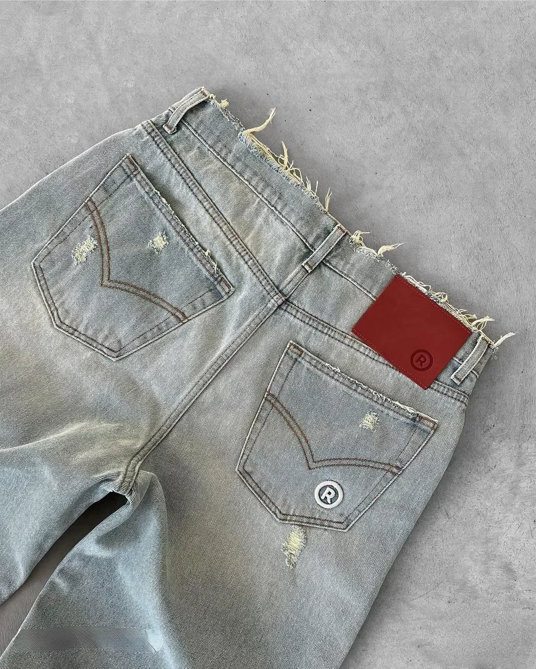 Washed Ripped Jeans Men's American Retro High Street Couple Bag Embroidery Quality is higher than peers in all seasons 4