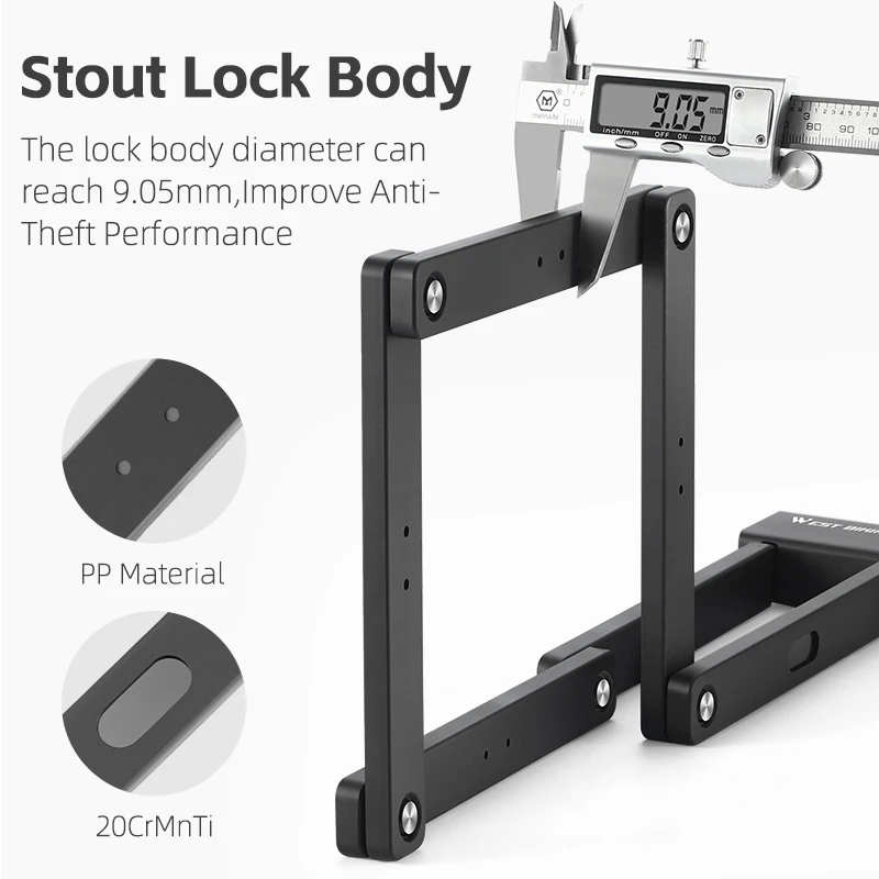 WEST BIKING-Serrure de sécurité pliante antivol pour vélo de route et VTT, avec prédire haute résistance