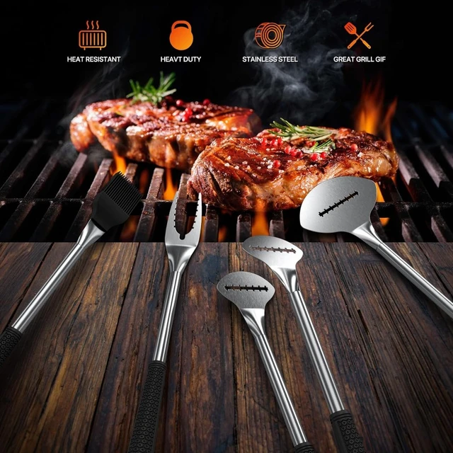 Griddle Accessories BBQ Grill Set - 9pcs Stainless Steel Barbecue Tools Kit  for Blackstone with Thermometer Spatula Basting - AliExpress