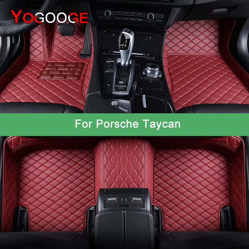 

YOGOOGE Custom Car Floor Mats For Porsche Taycan 2019-2023 Auto Carpets Foot Coche Accessorie