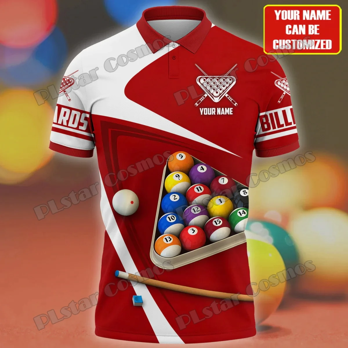 Plstar Kosmos kunden spezifischer Name Billard Schädel 3d gedruckt Herren Polos hirt Sommer Unisex lässig Billard Team Uniform Shirt Pol77 – Detail 12
