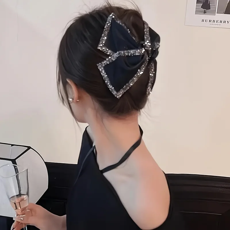 1 Stück elegante Haarspange im Retro-Stil, verziert mit Strasssteinen, rutschfest, mit starkem Halt, ideal als Haaraccessoire für dichtes Haar, modisch.