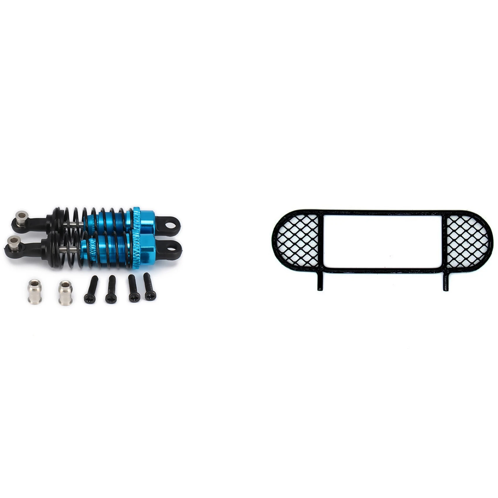 

2 Set RC Car Part: 1 Set Oil Adjustable 65mm Shock Absorber Damper & 1 Pcs Metal Front Bumper Anti-Collision Guard Net