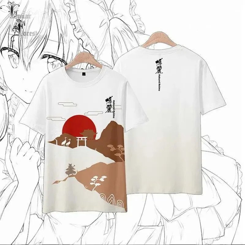 

Touhou design hakurei reimu 3d printing T-shirt summer round neck short sleeve kimono popular anime japanese game streetwear